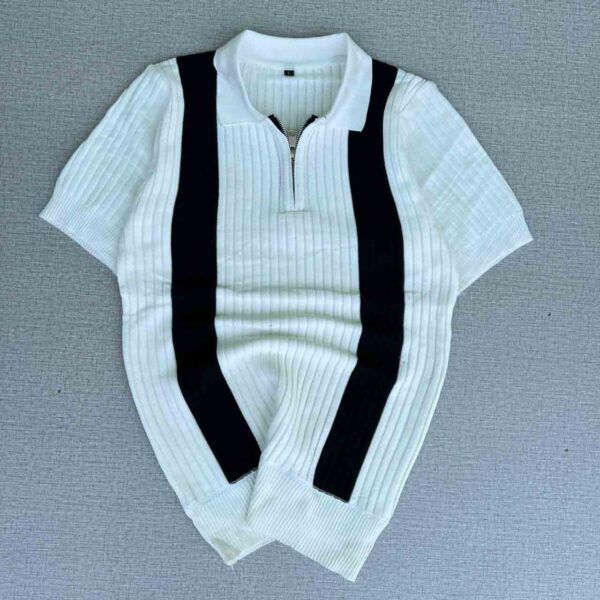 Black and white striped polo shir copy