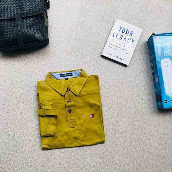 Mens mustard yellow polo shirt copy